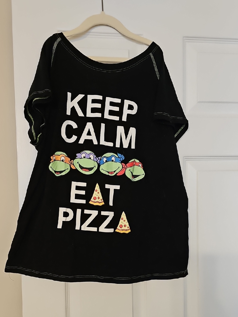 Keep Calm Eat Pizza TMNT Short Sleeve Graphic Tee - Black